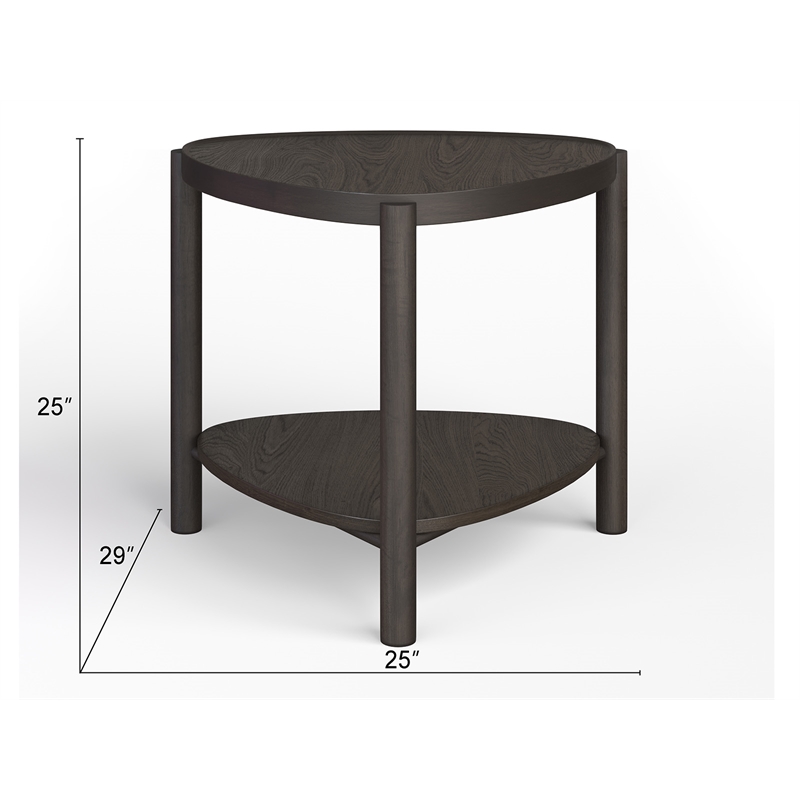 Bowery Hill Shaped Accent End Table With Bottom Shelf in Coffee Bean