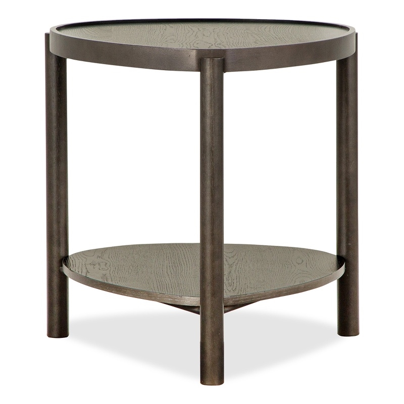 Bowery Hill Shaped Accent End Table With Bottom Shelf in Coffee Bean