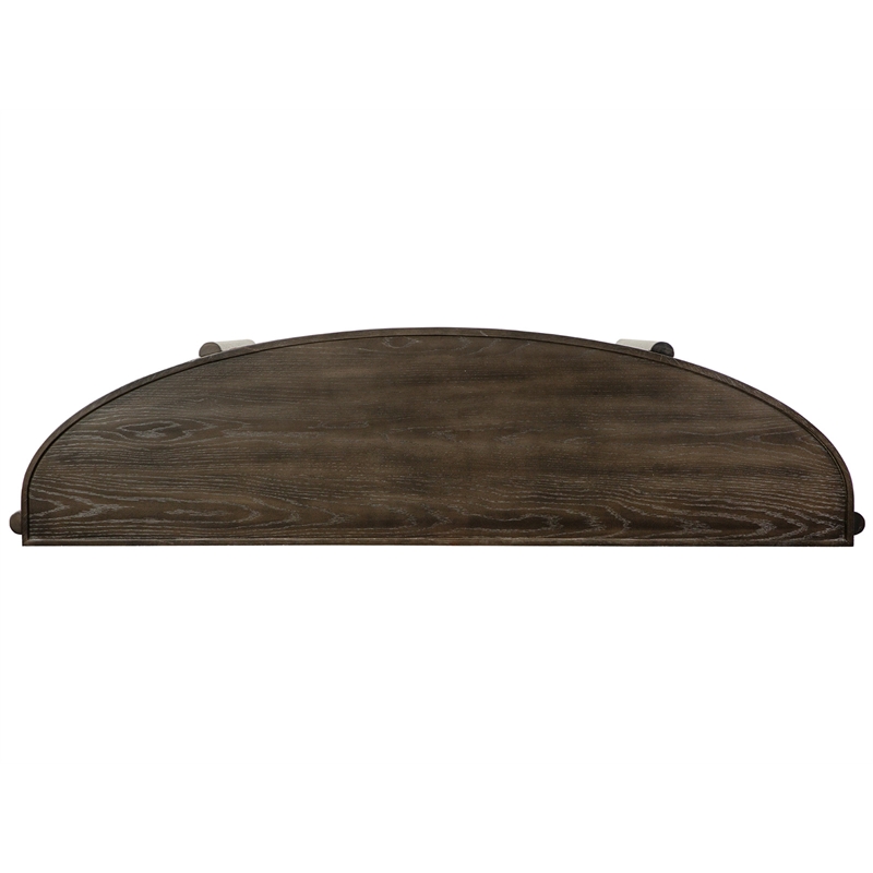 Bowery Hill Contemporary Demilune Sofa Table With Shelves in Coffee Bean