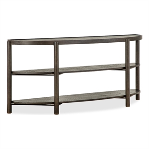 Bowery Hill Contemporary Demilune Sofa Table With Shelves in Coffee Bean