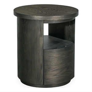 Bowery Hill Contemporary Round End Table With Drawer in Coffee Bean