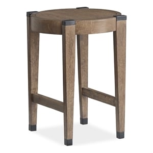 Bowery Hill Modern Organic Round End Table in Wallaby With Matte Black Accents