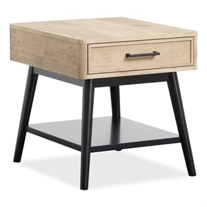 Bowery Hill Rectangular End Table With Drawer and Shelf in Driftwood