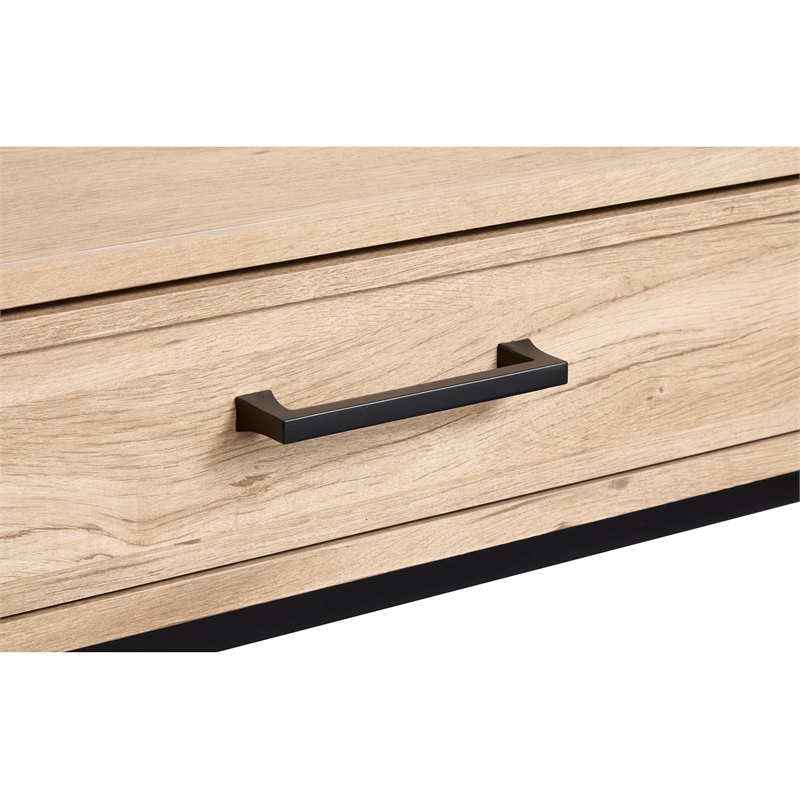 Bowery Hill Rectangular Sofa Table With Drawers and Shelf in Driftwood