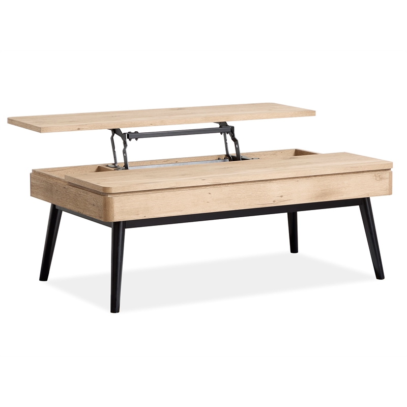 Bowery Hill Contemporary Lift Top Storage Cocktail Table in Driftwood
