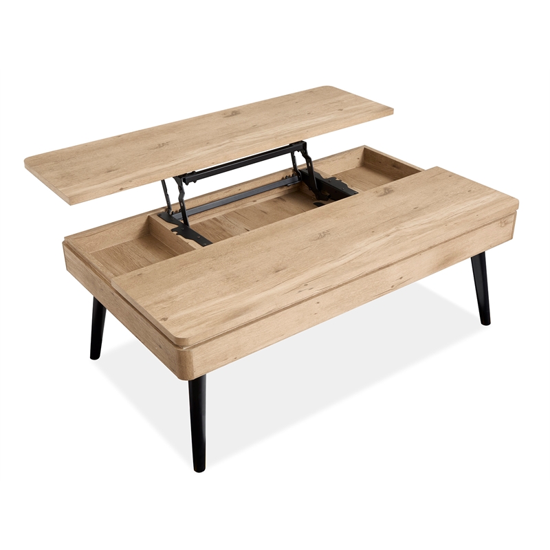 Bowery Hill Contemporary Lift Top Storage Cocktail Table in Driftwood
