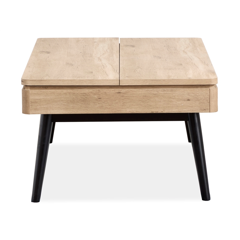 Bowery Hill Contemporary Lift Top Storage Cocktail Table in Driftwood