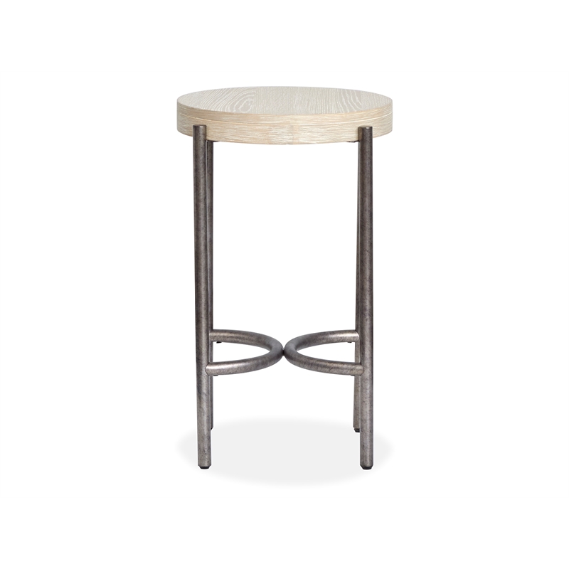 Bowery Hill Round Accent Table With Metal Legs in Edgecomb Grey and Nickel