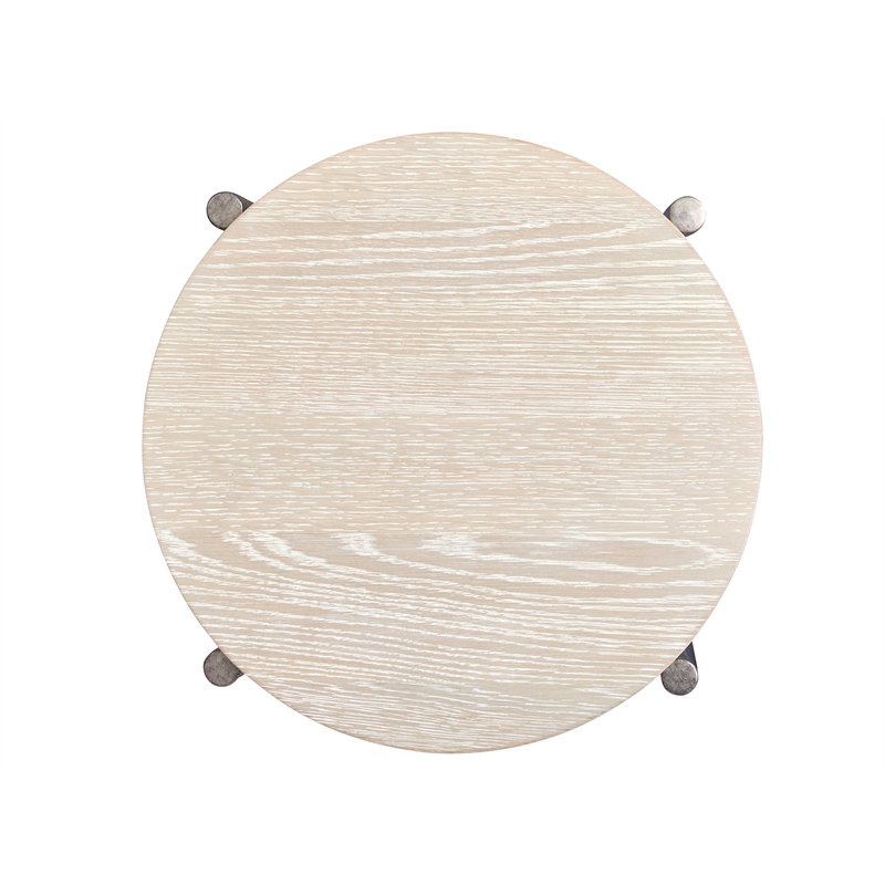 Bowery Hill Round Accent Table With Metal Legs in Edgecomb Grey and Nickel