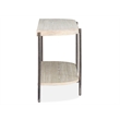 Bowery Hill Demilune Sofa Table With Shelf and Metal Legs in Edgecomb Grey