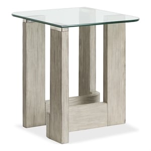 Bowery Hill Contemporary Glass Top Rectangular End Table in Smokey Pine