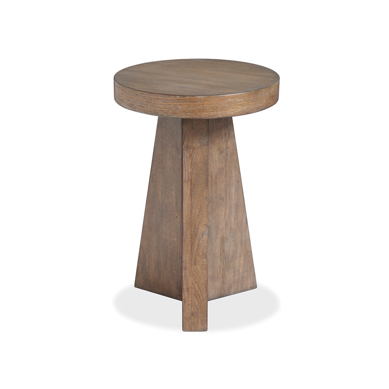 Bowery Hill Contemporary Round Accent End Table in Antique Wheat