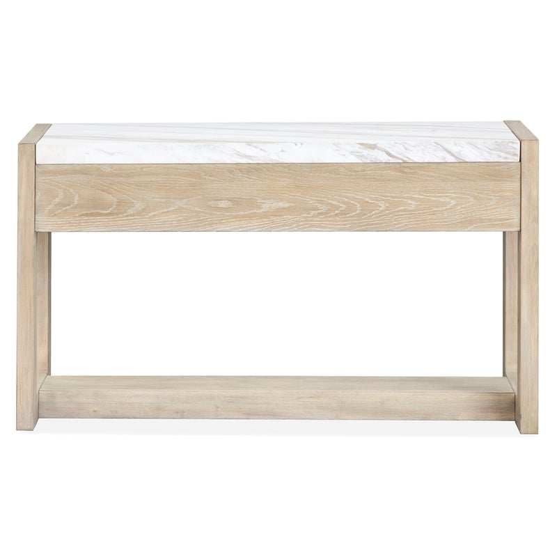 Bowery Hill Marble Top Rectangular Sofa Table With Drawers in Gallery Buff