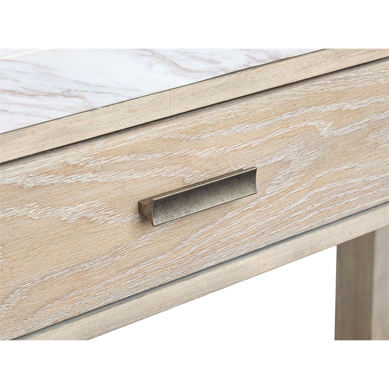 Bowery Hill Marble Top Rectangular Sofa Table With Drawers in Gallery Buff