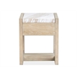 Bowery Hill Marble Top Rectangular End Table With Drawer in Gallery Buff