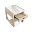 Bowery Hill Marble Top Rectangular End Table With Drawer in Gallery Buff