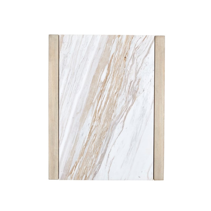 Bowery Hill Marble Top Rectangular End Table With Drawer in Gallery Buff