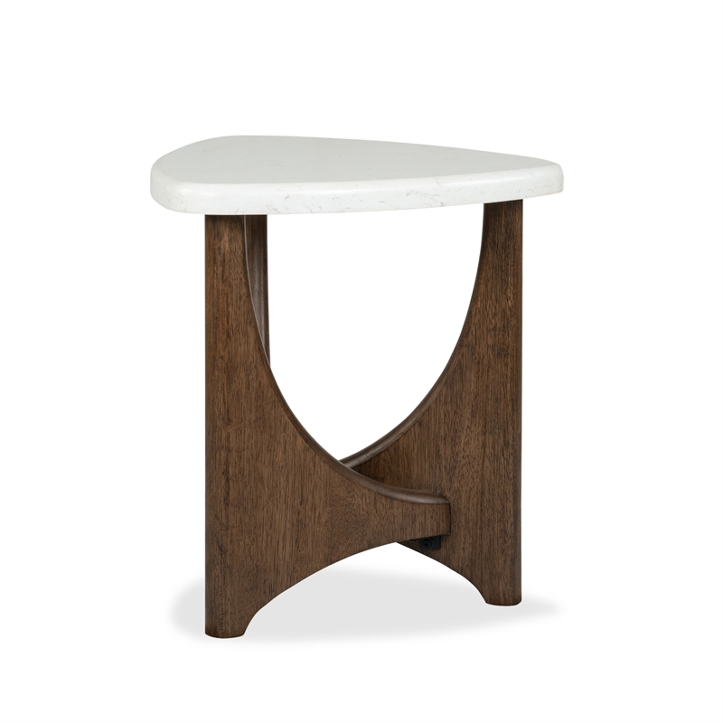 Bowery Hill Contemporary Honed Marble Shaped End Table in Turkish Coffee