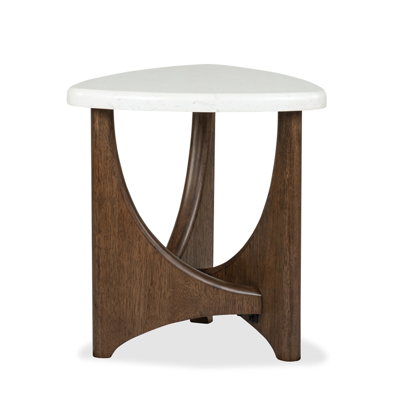 Bowery Hill Contemporary Honed Marble Shaped End Table in Turkish Coffee