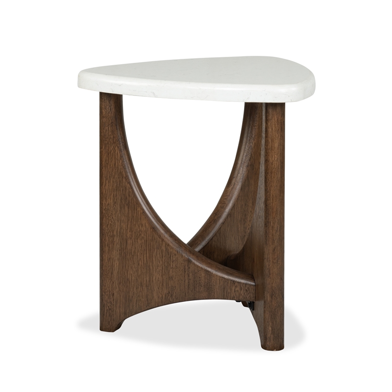 Bowery Hill Contemporary Honed Marble Shaped End Table in Turkish Coffee