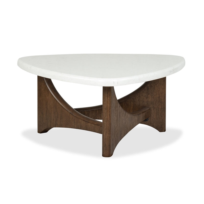 Bowery Hill Honed Marble Shaped Cocktail Table in Turkish Coffee