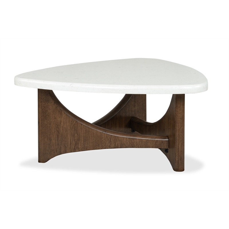 Bowery Hill Honed Marble Shaped Cocktail Table in Turkish Coffee