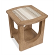 Bowery Hill Marble Top Rectangular End Table With Shelf in Riverbed Beige