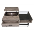 Bowery Hill Lift Top Cocktail Table With Glass and Drawer in Whitetail Brown