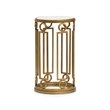 Bowery Hill Glass Top Round Accent Table With Metal Base in Burnished Brass