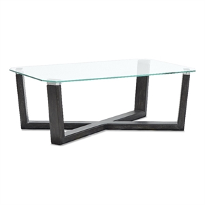 Bowery Hill Glass Top Rectangular Cocktail Table in Black Truffle