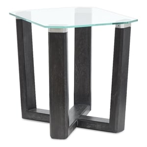 Bowery Hill Glass Top Rectangular End Table in Black Truffle