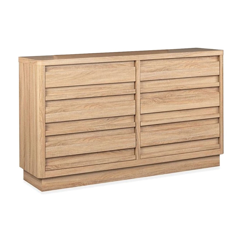 Bowery Hill Transitional 6-Drawer Dresser With Mirror in Provincial Brown