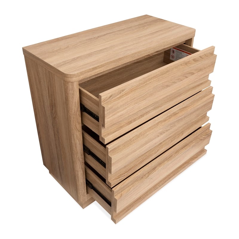 Bowery Hill 3-Drawer Single Dresser With Portrait Mirror in Provincial Brown