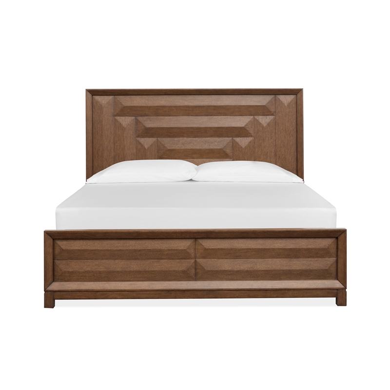 Bowery Hill Modern Rustic King Panel Bed in Bourbon Brown Finish
