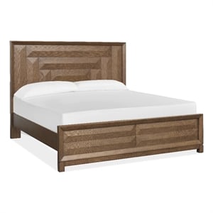 Bowery Hill Modern Rustic King Panel Bed in Bourbon Brown Finish