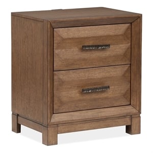 Bowery Hill Modern Rustic 2-Drawer Nightstand in Bourbon Brown