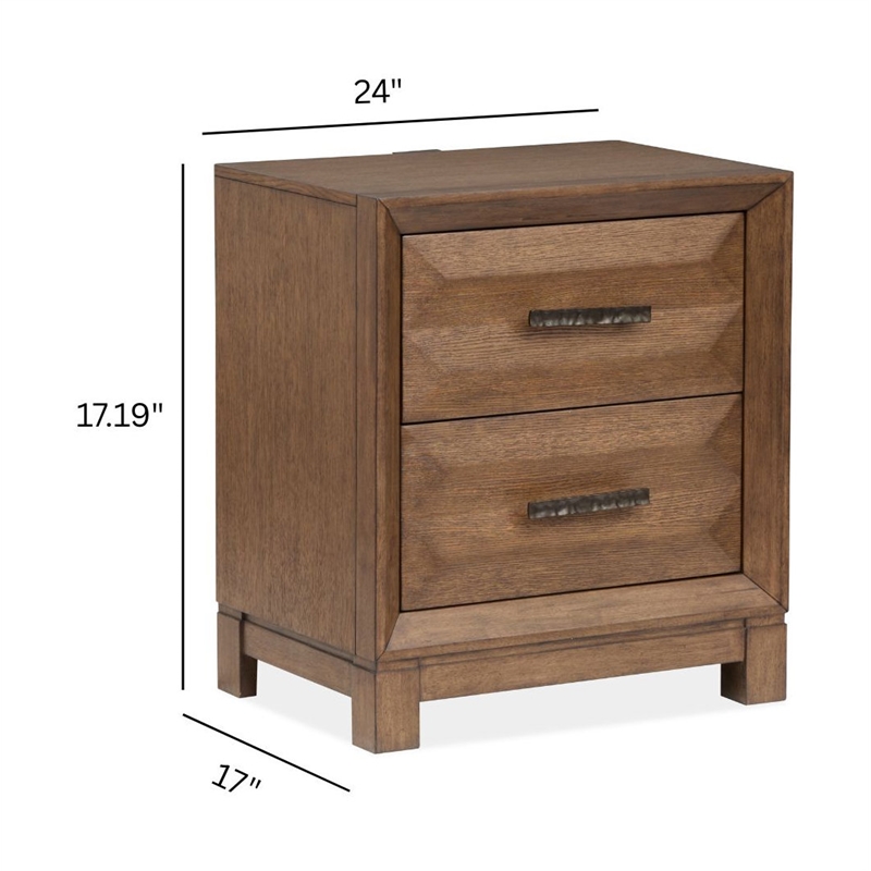 Bowery Hill Modern Rustic 2-Drawer Nightstand in Bourbon Brown