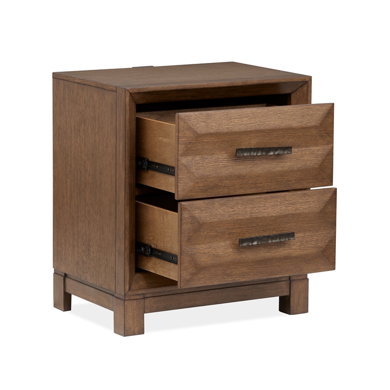 Bowery Hill Modern Rustic 2-Drawer Nightstand in Bourbon Brown