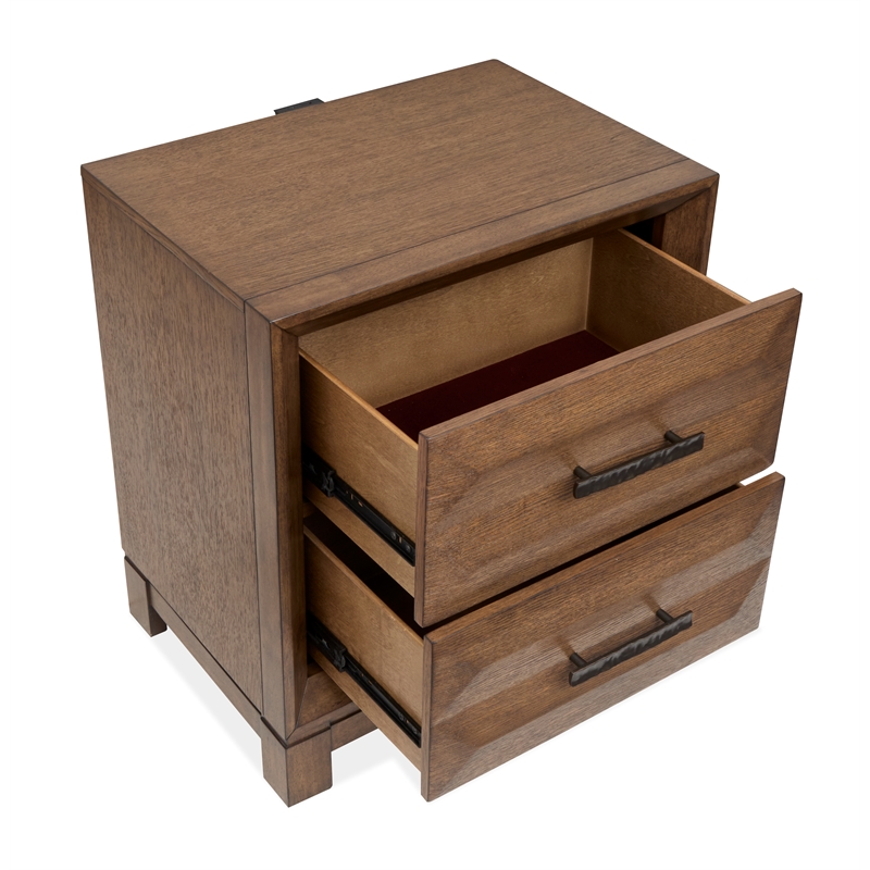 Bowery Hill Modern Rustic 2-Drawer Nightstand in Bourbon Brown