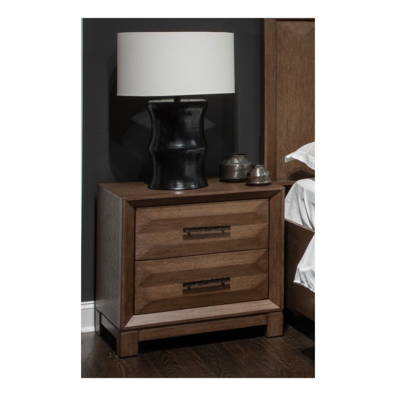 Bowery Hill Modern Rustic 2-Drawer Nightstand in Bourbon Brown