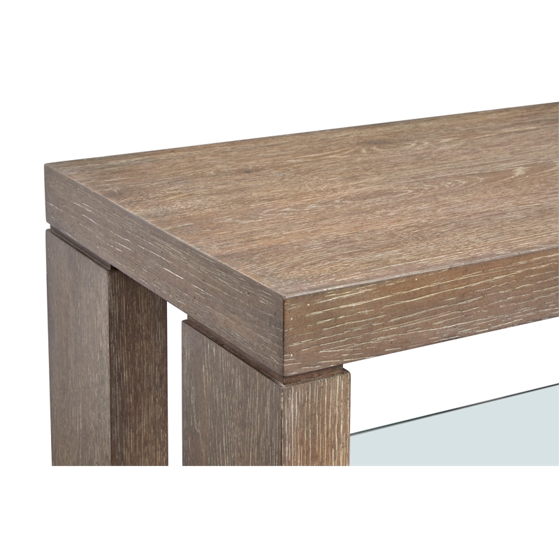 Bowery Hill Rustic Glass Shelf Console Sofa Table in Spiced Brown