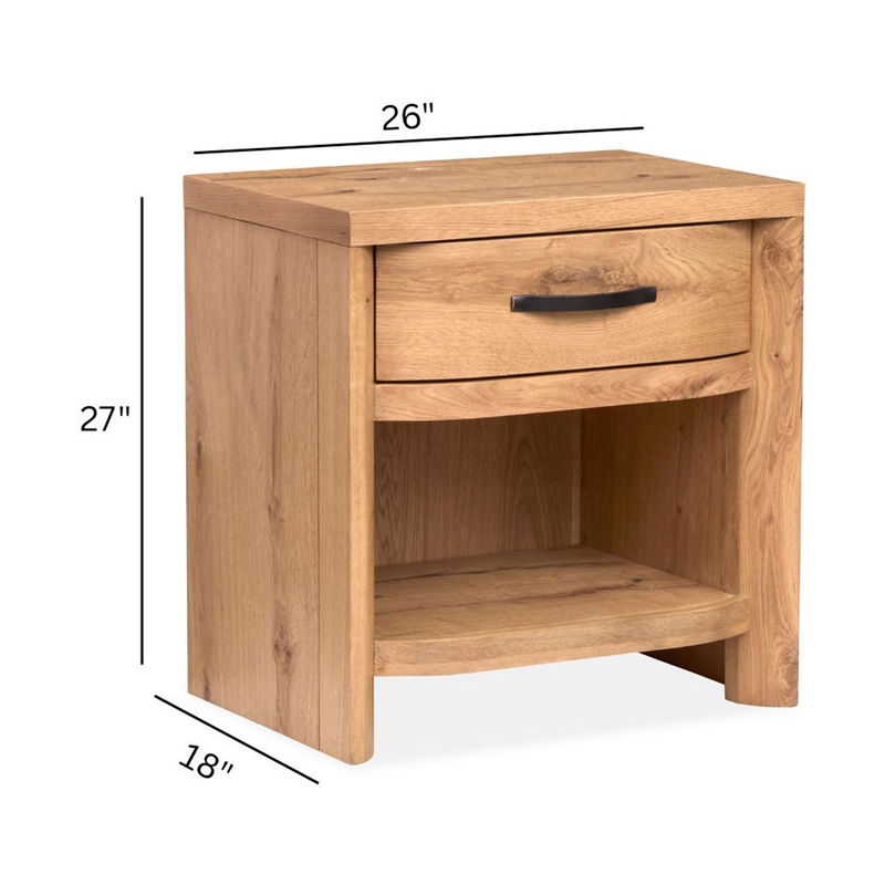 Bowery Hill Modern Rustic Open Nightstand With Drawer in Honey Wheat