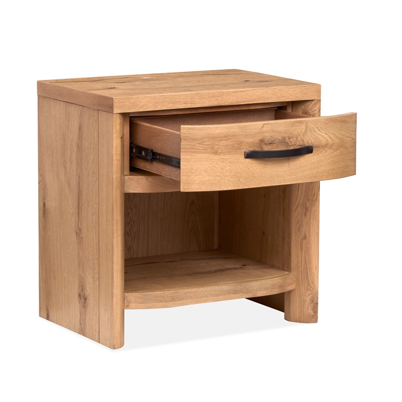 Bowery Hill Modern Rustic Open Nightstand With Drawer in Honey Wheat