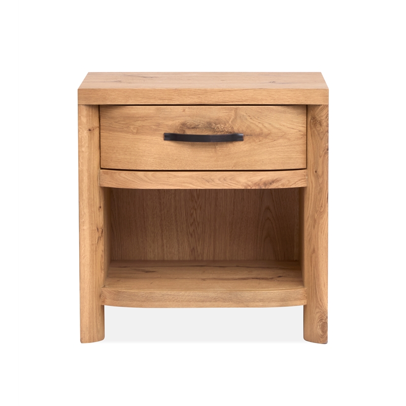 Bowery Hill Modern Rustic Open Nightstand With Drawer in Honey Wheat