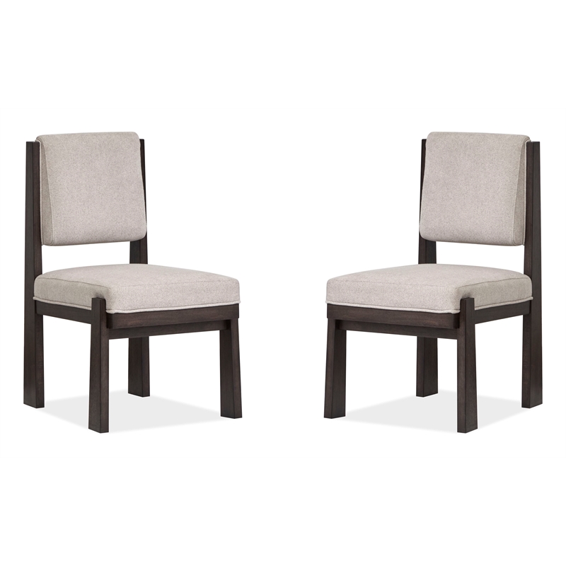 Bowery Hill Modern Mission Upholstered Side Chair Set of 2 in Coffee Bean