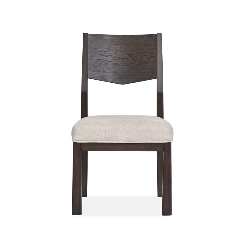 Bowery Hill Modern Mission Side Chair With Solid Back Set of 2 in Coffee Bean