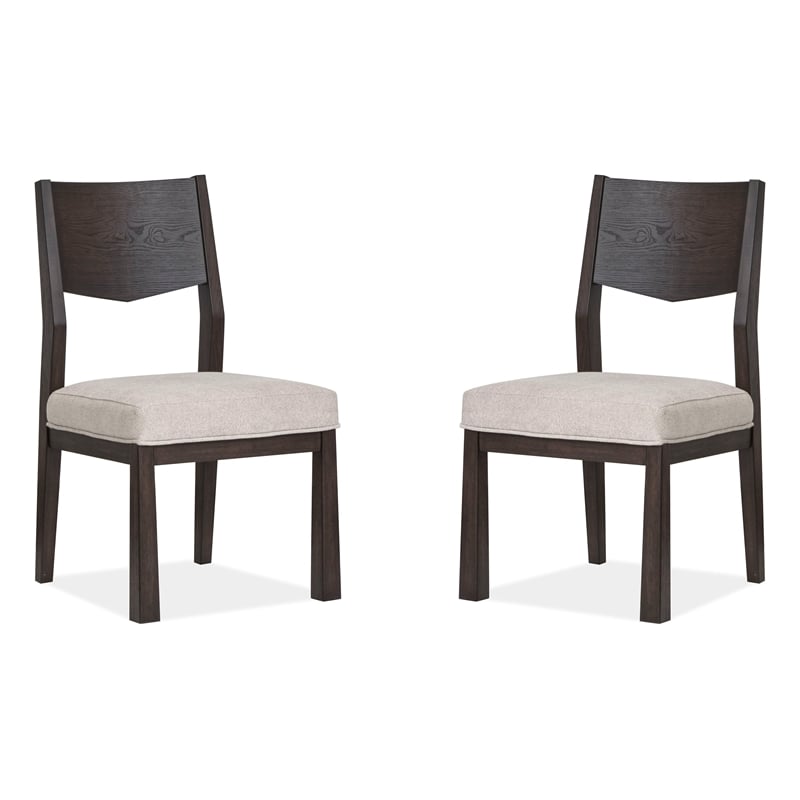 Bowery Hill Modern Mission Side Chair With Solid Back Set of 2 in Coffee Bean