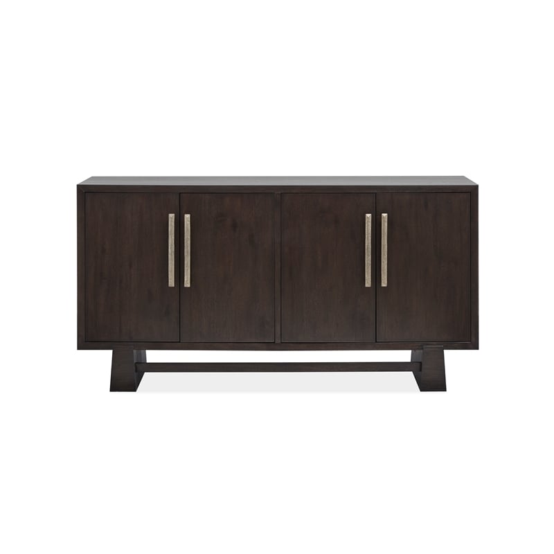 Bowery Hill Modern Mission Buffet With Wine Storage in Coffee Bean
