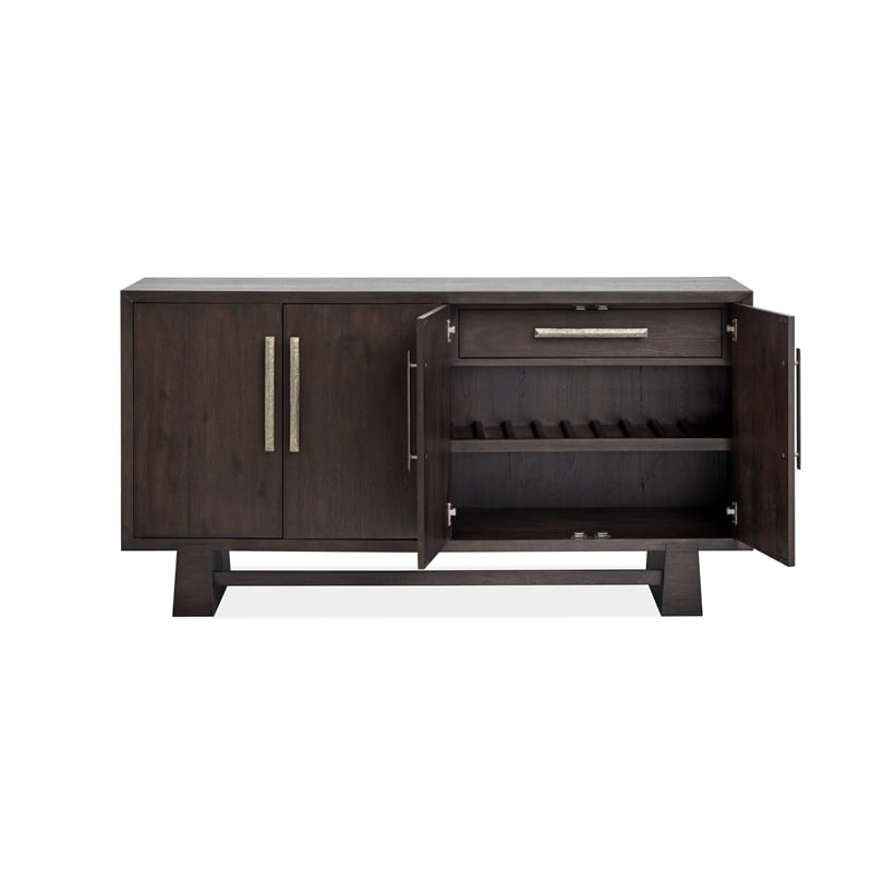 Bowery Hill Modern Mission Buffet With Wine Storage in Coffee Bean