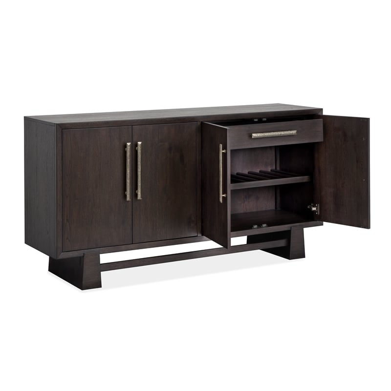 Bowery Hill Modern Mission Buffet With Wine Storage in Coffee Bean